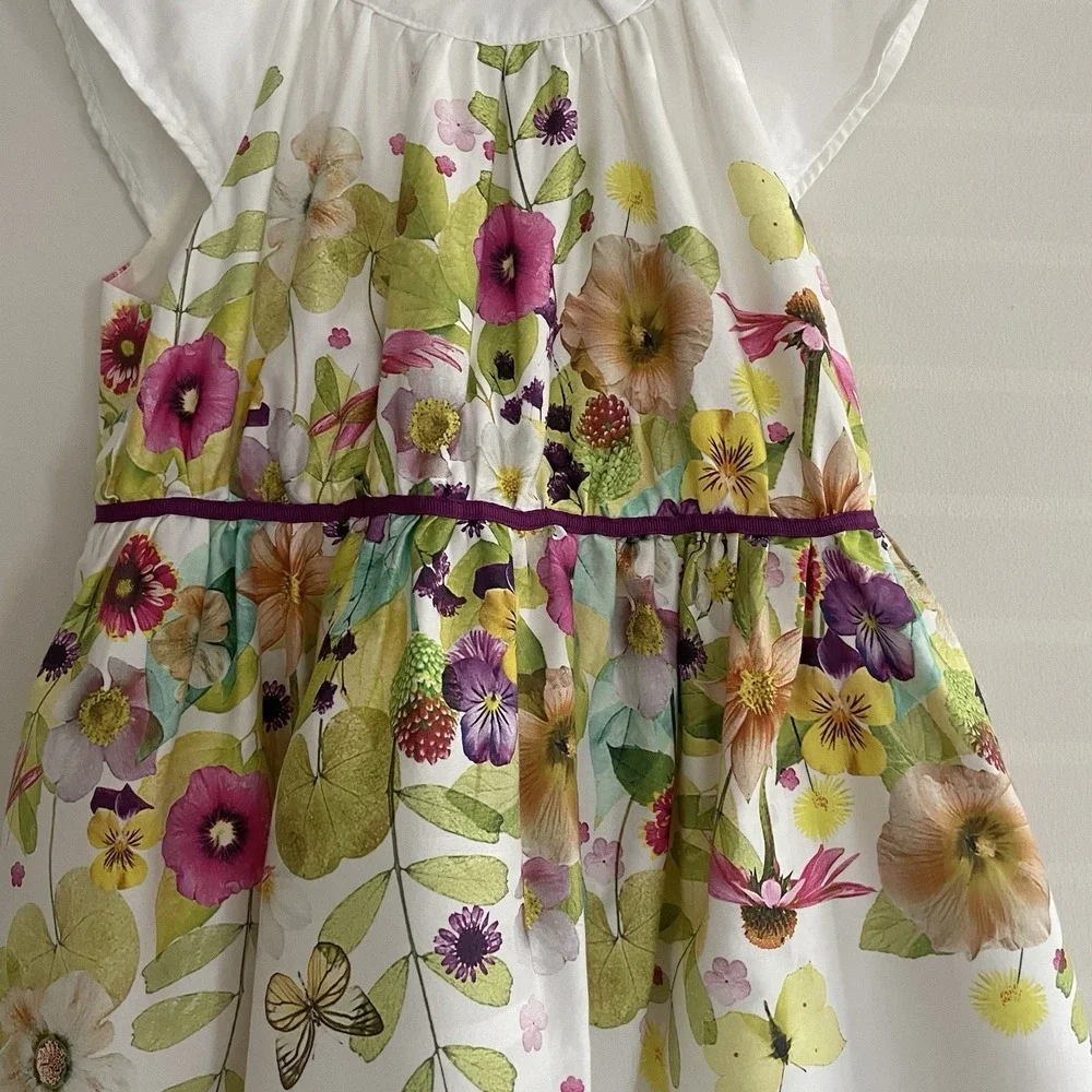 Girls Dresses‎ Set 3 White Floral Lemon Embroidered Ruffle Cap Sleeve Size 6/6x
